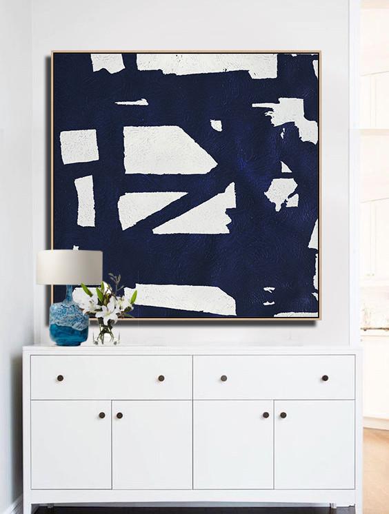 Navy Blue Minimalist Painting #NV197A - Click Image to Close